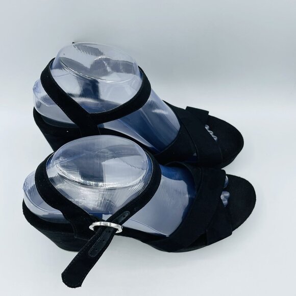 Divided H&M Shoes Womens Size 8 Black Heels Sandals Ankle Strap Buckle Strappy - Picture 3 of 13